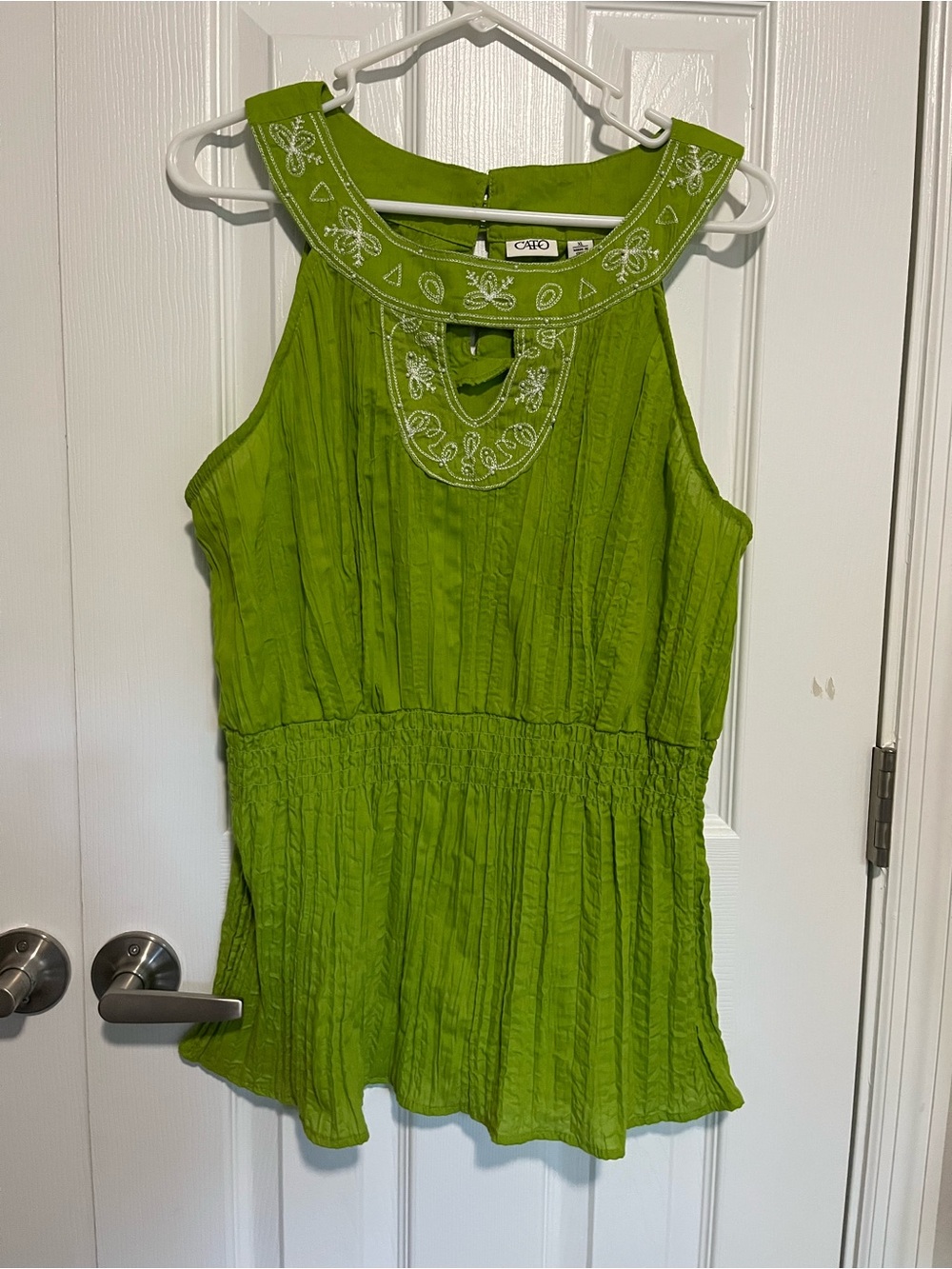 Cato Lime Green Embroidered Halter Tank